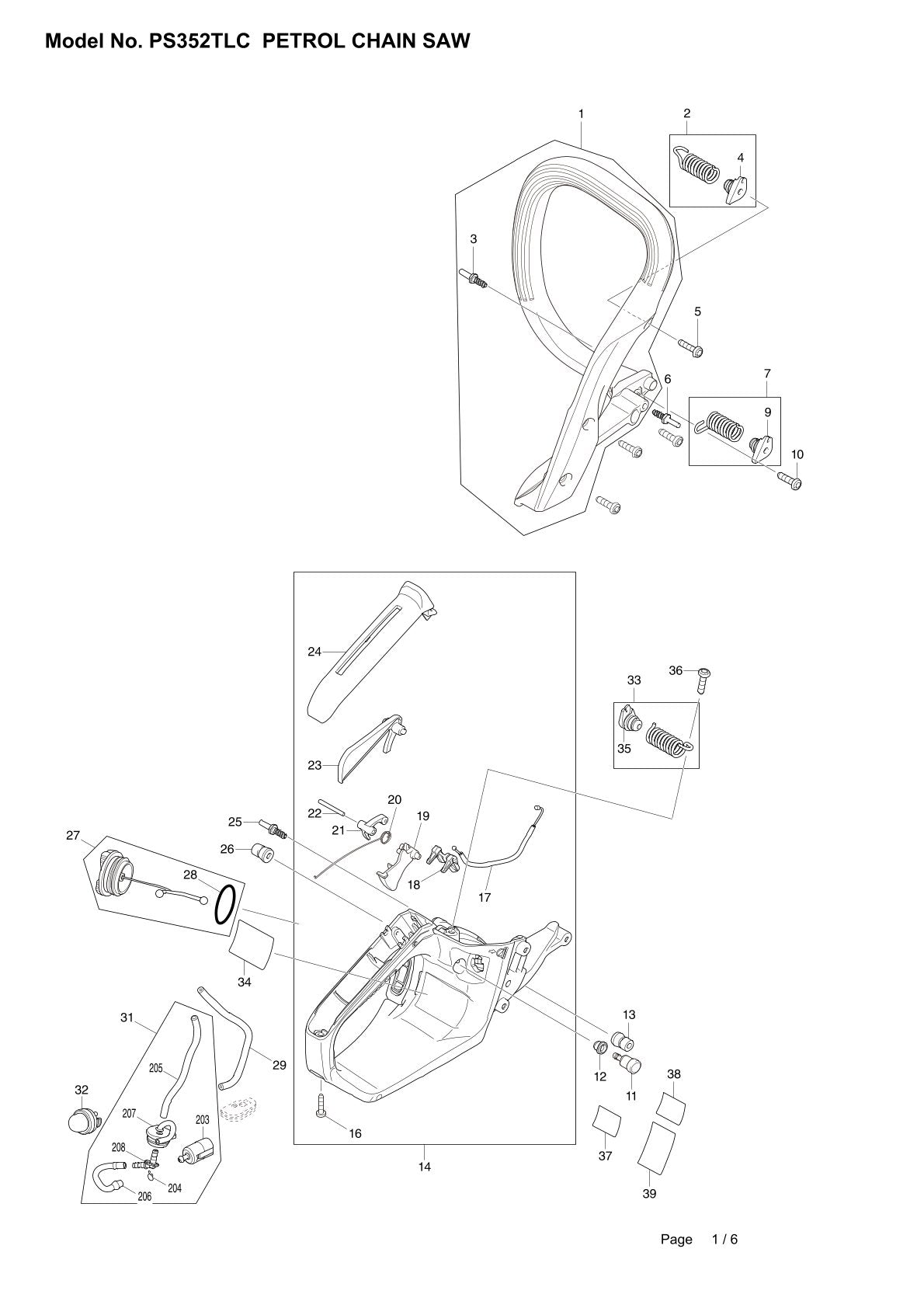 Pièces détachées tronçonneuse thermique Makita PS-352TLC