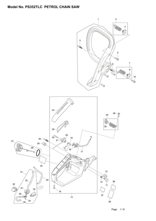 Pièces détachées tronçonneuse thermique Makita PS-352TLC