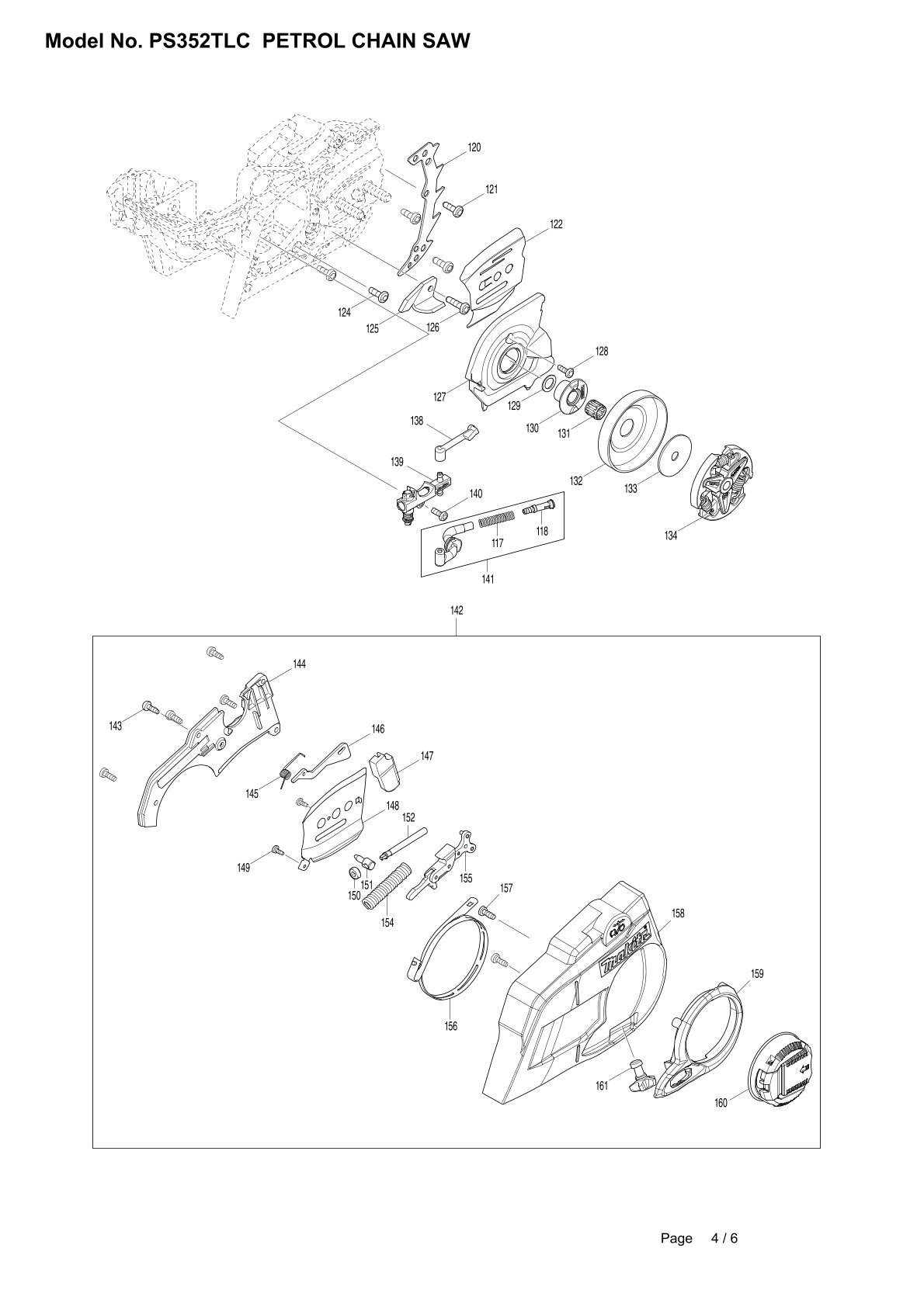 Pièces détachées tronçonneuse thermique Makita PS-352TLC