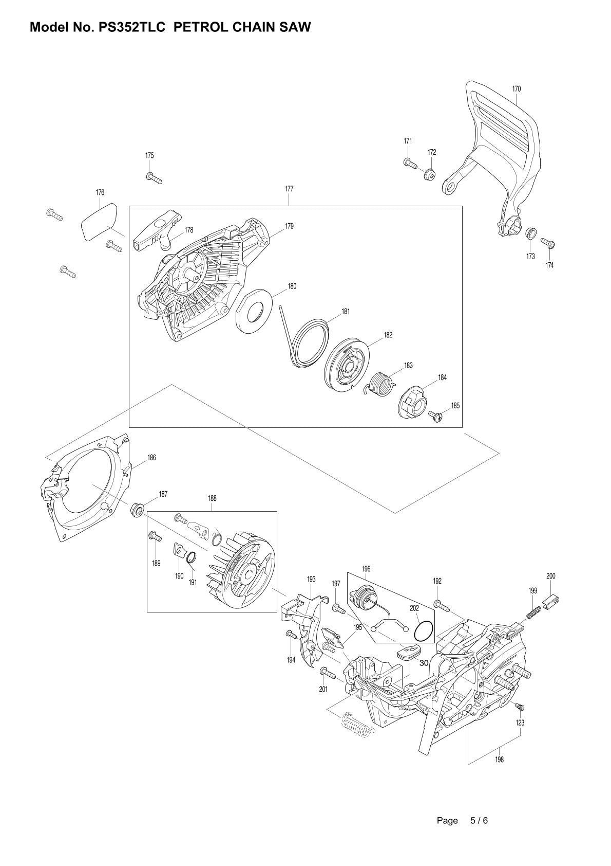 Pièces détachées tronçonneuse thermique Makita PS-352TLC