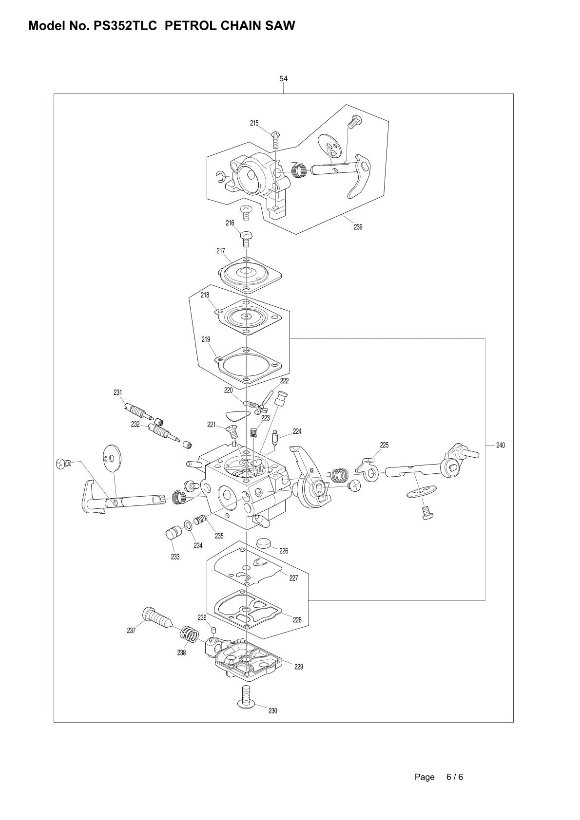 Pièces détachées tronçonneuse thermique Makita PS-352TLC