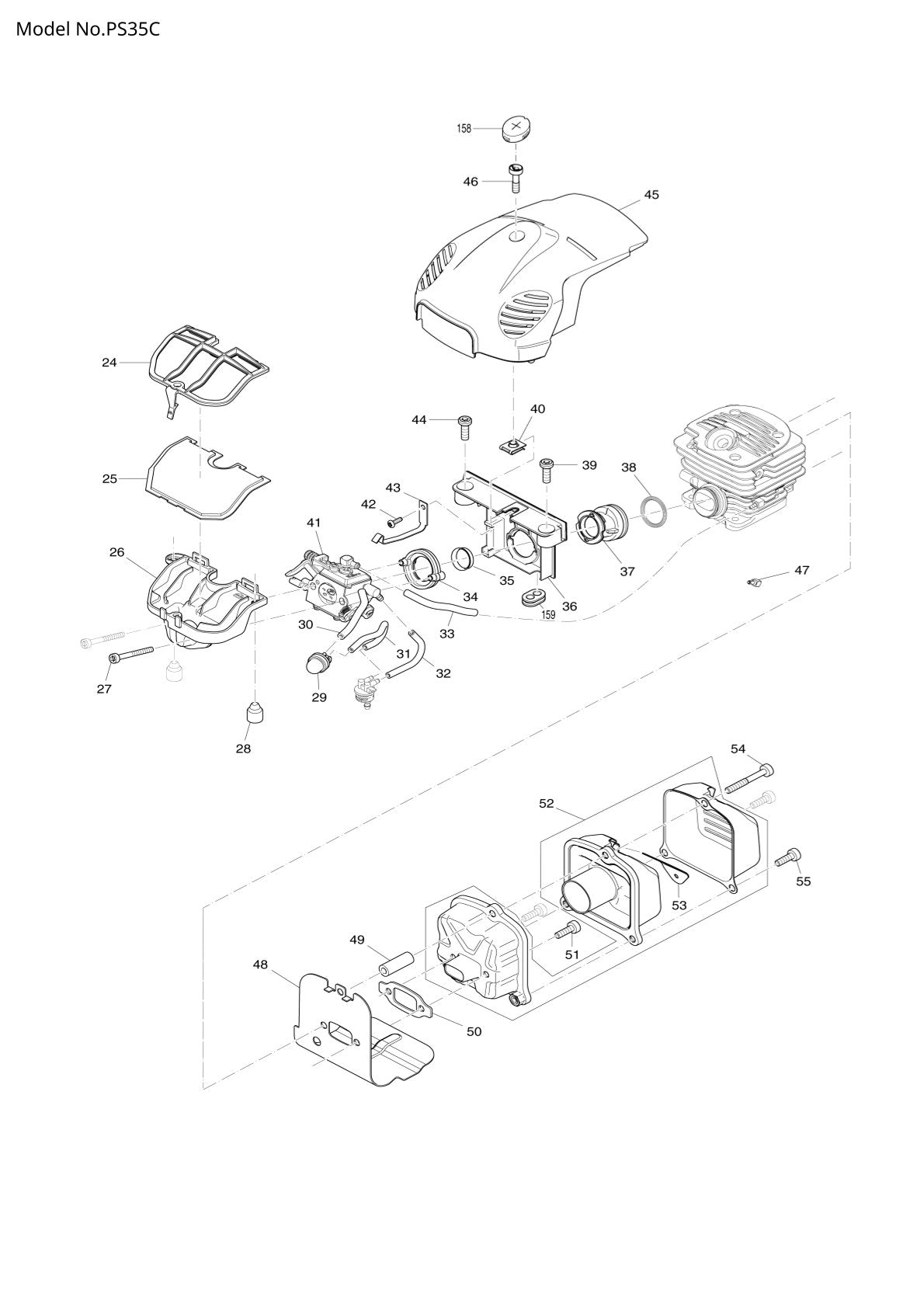 Pièces détachées tronçonneuse thermique Makita PS-35C