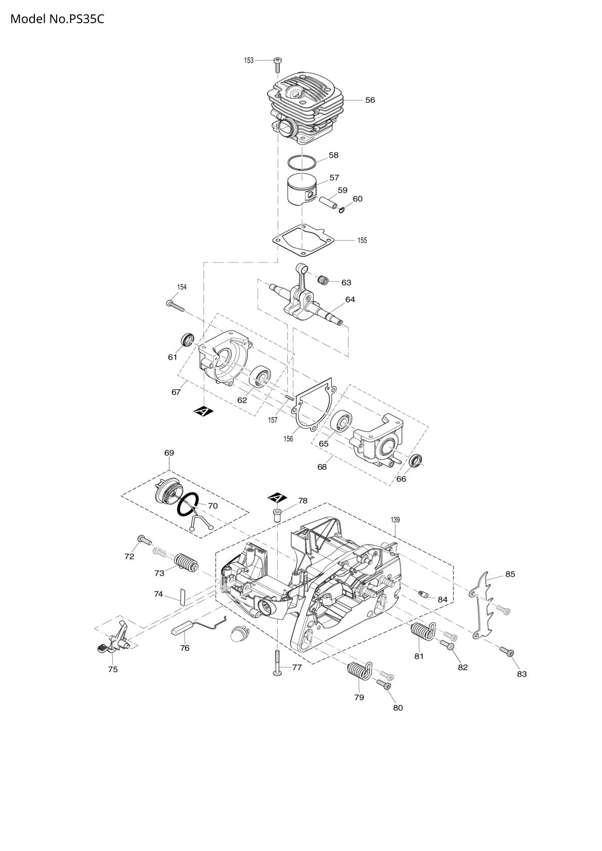 Pièces détachées tronçonneuse thermique Makita PS-35C