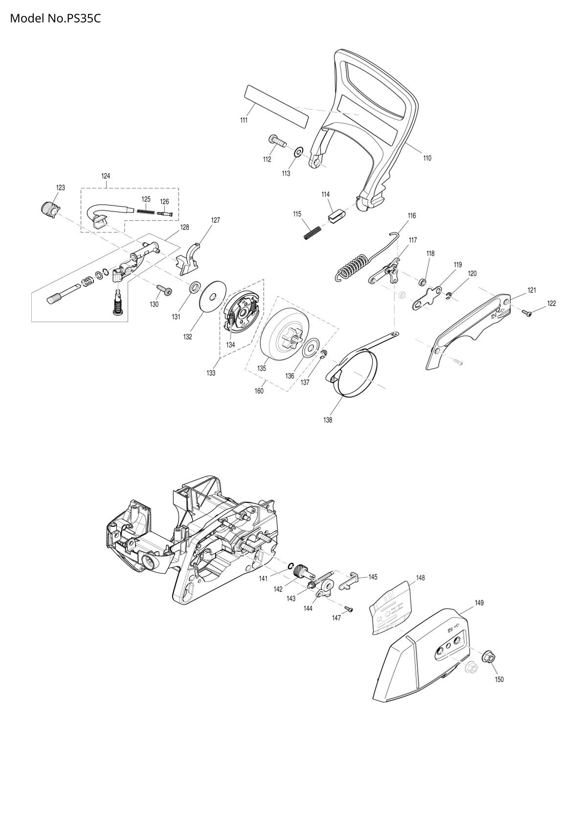 Pièces détachées tronçonneuse thermique Makita PS-35C