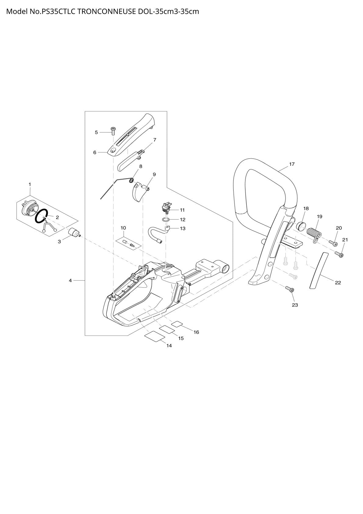 Pièces détachées tronçonneuse thermique Makita PS-35CTLC