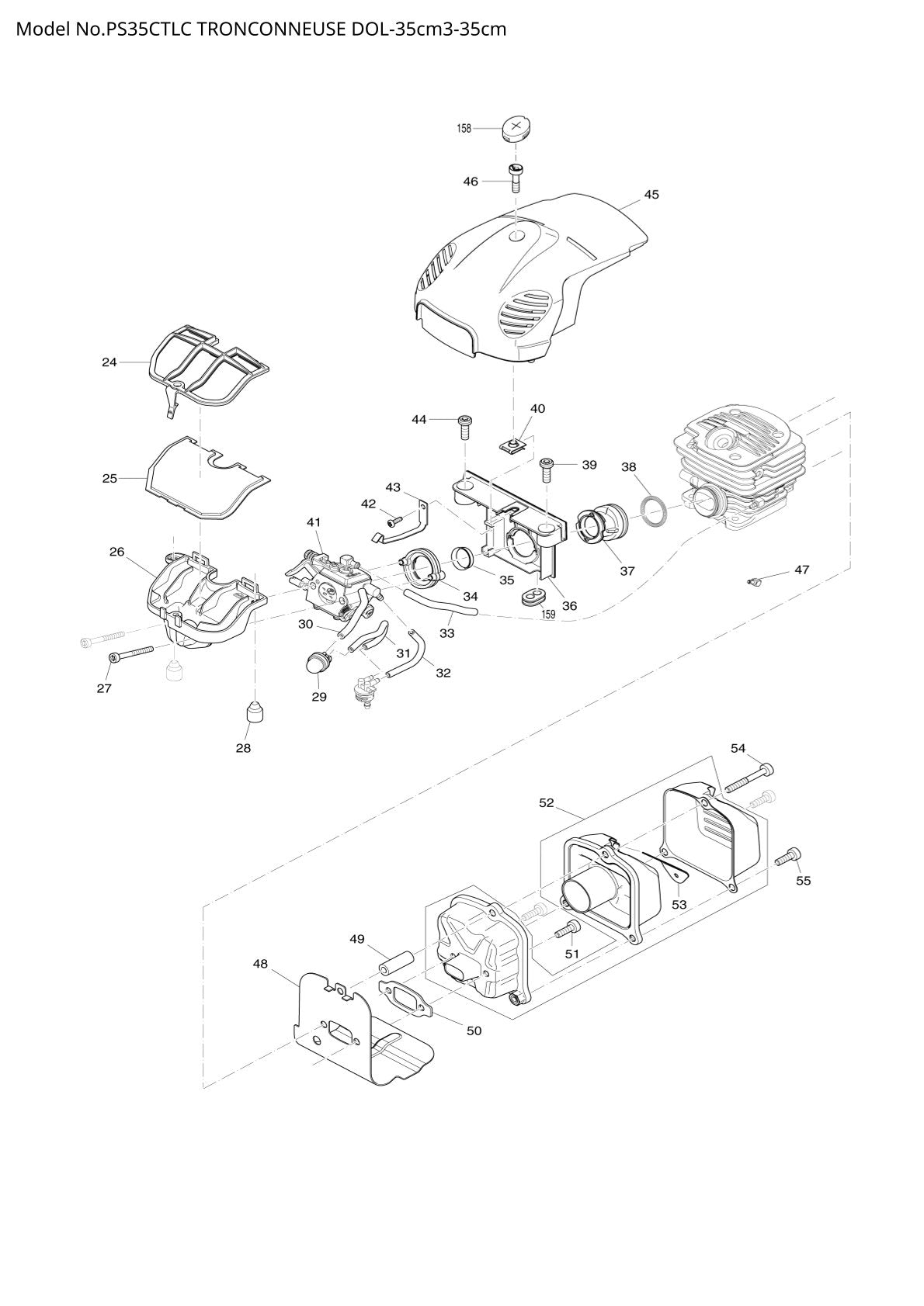 Pièces détachées tronçonneuse thermique Makita PS-35CTLC