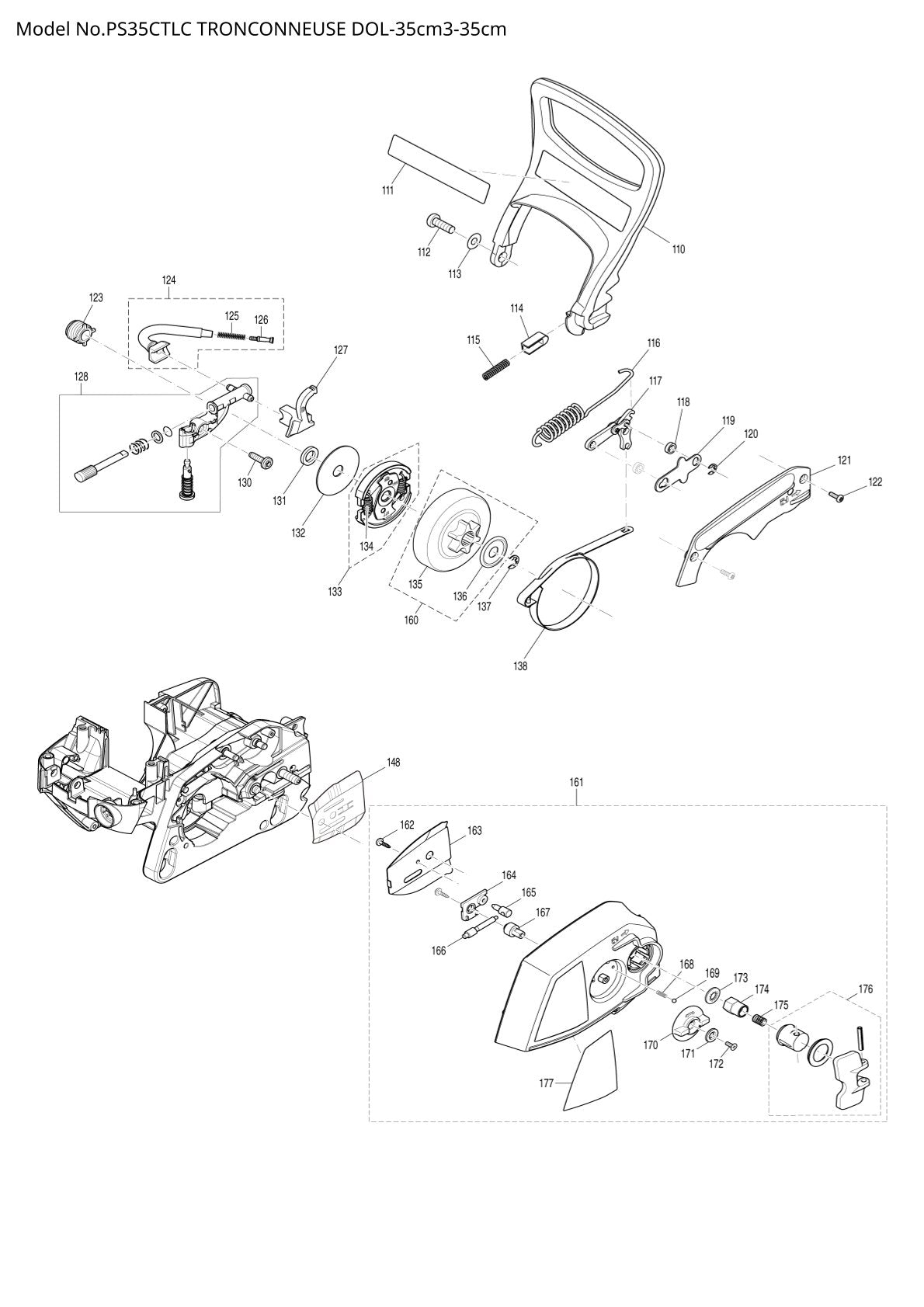 Pièces détachées tronçonneuse thermique Makita PS-35CTLC