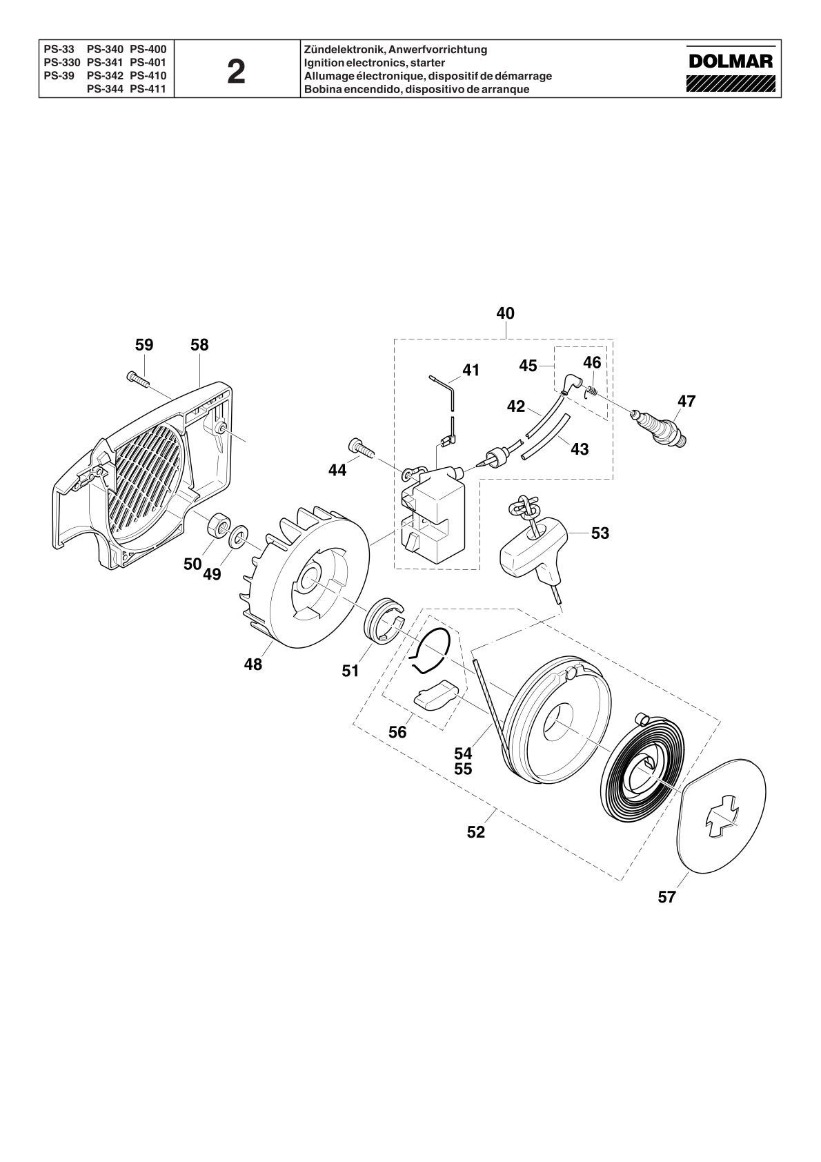 Pièces détachées tronçonneuse thermique Makita PS-410