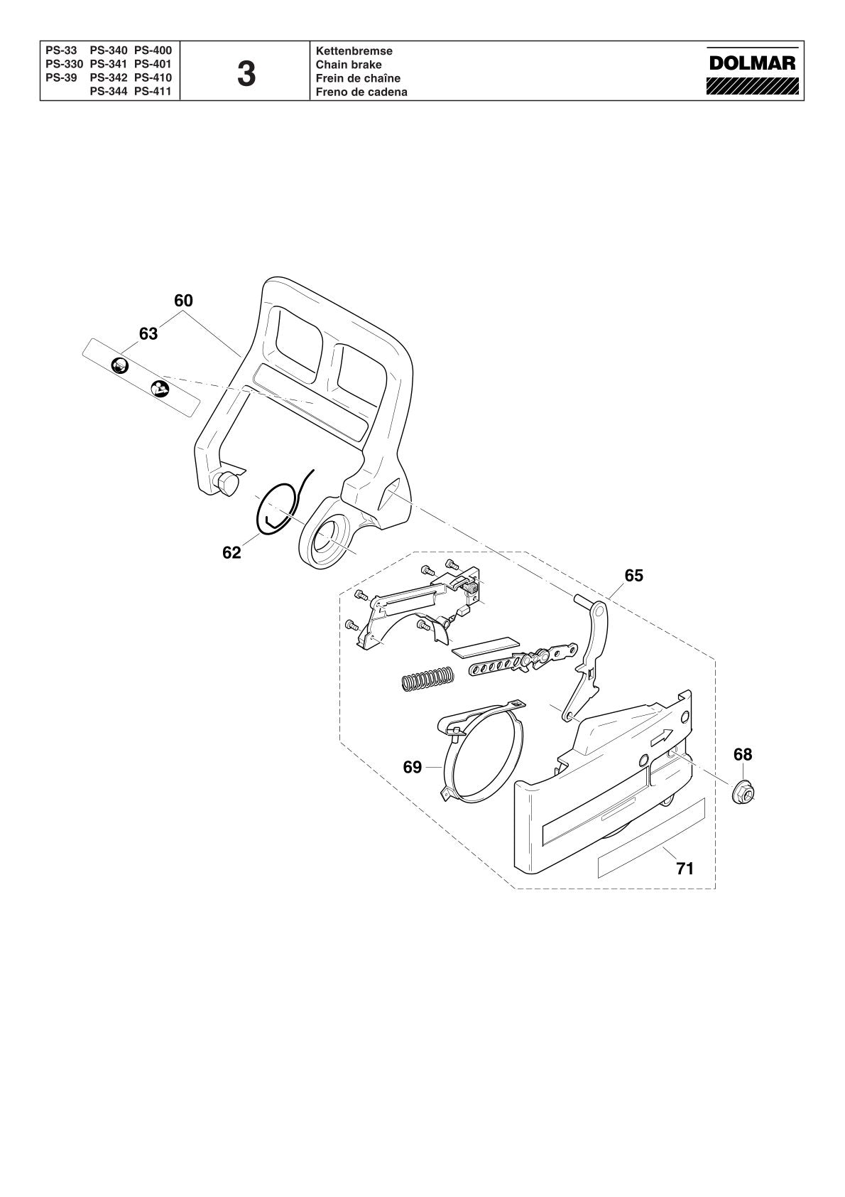Pièces détachées tronçonneuse thermique Makita PS-410