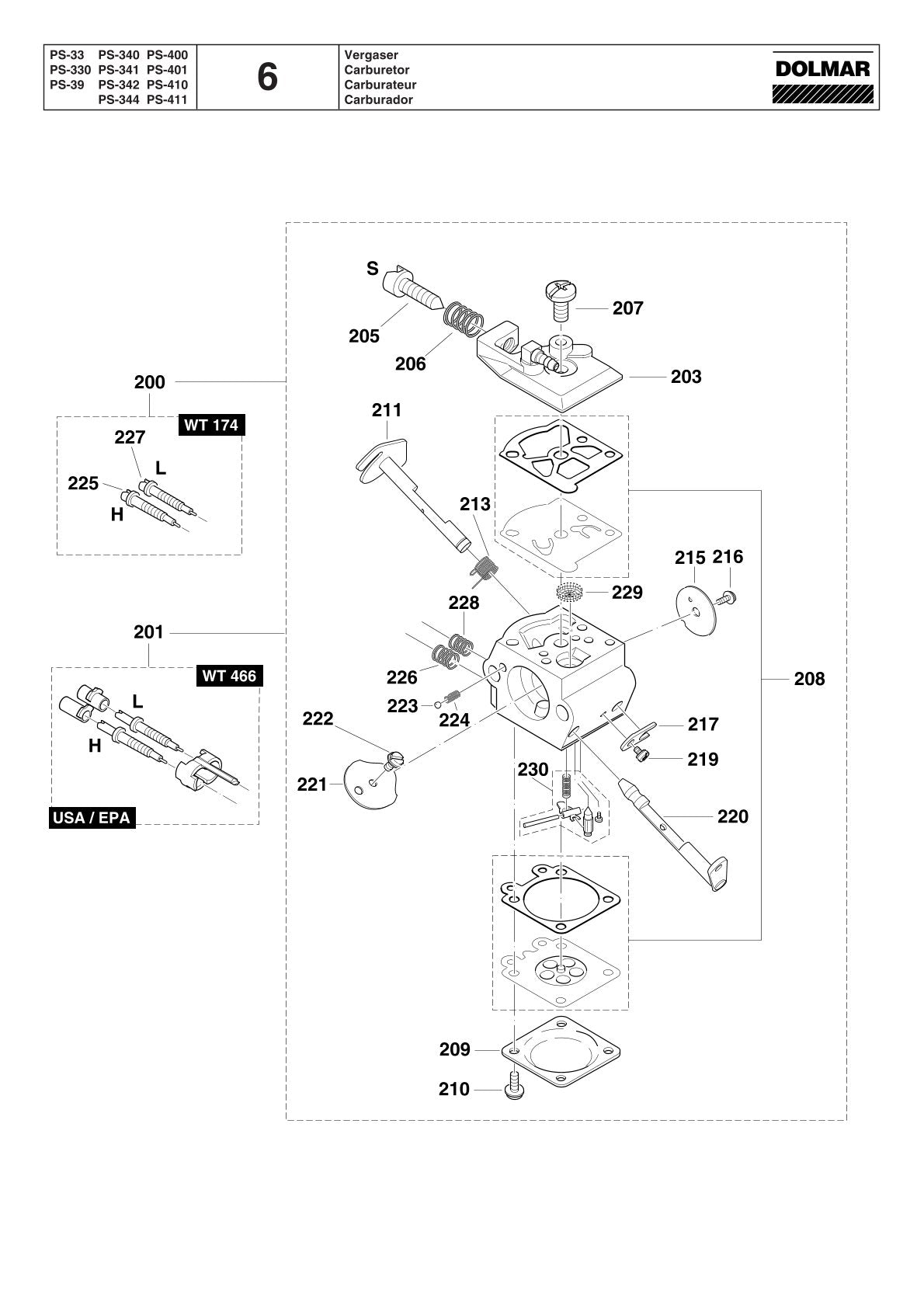 Pièces détachées tronçonneuse thermique Makita PS-410
