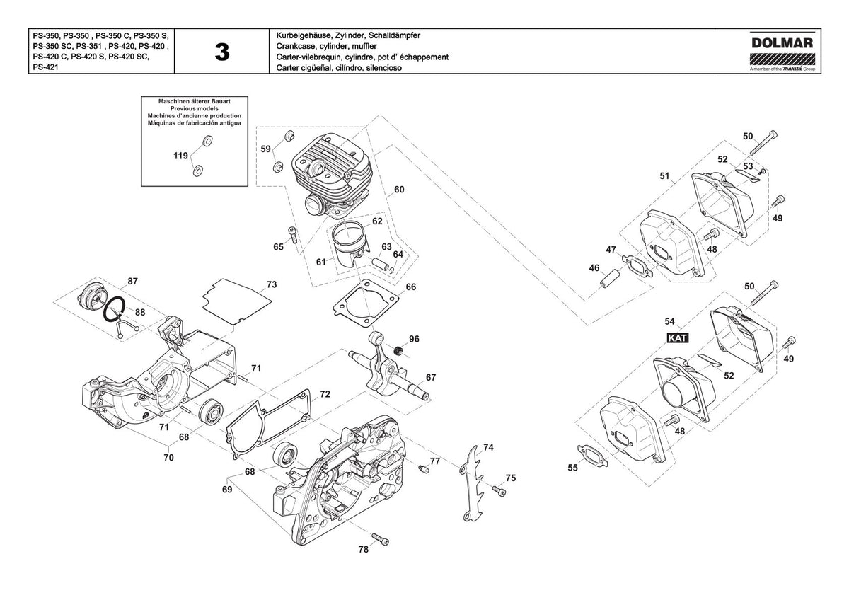 Pièces détachées tronçonneuse thermique Makita PS-420
