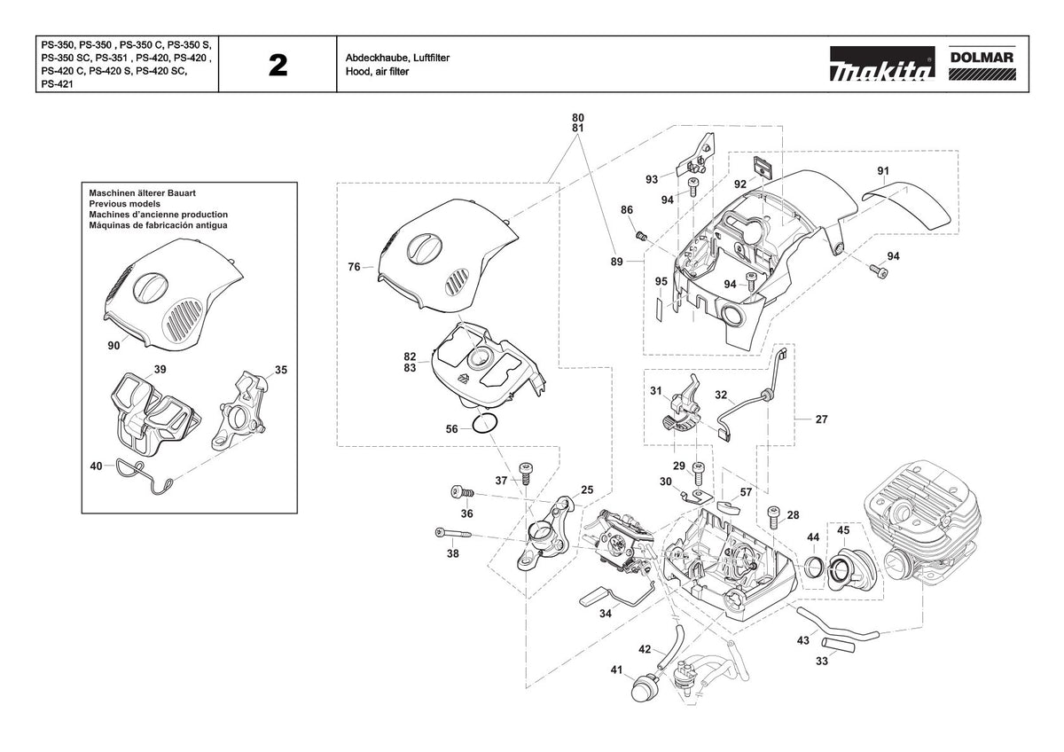 Pièces détachées tronçonneuse thermique Makita PS-420C