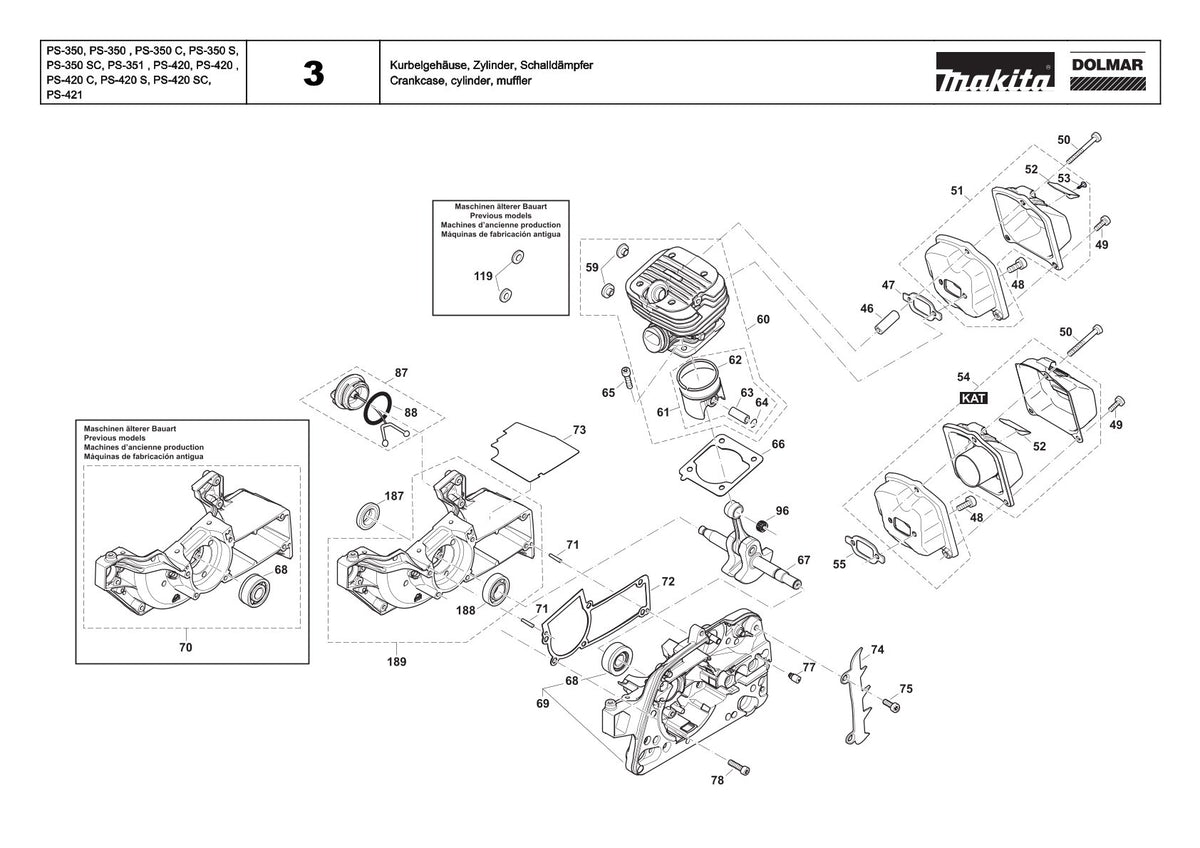Pièces détachées tronçonneuse thermique Makita PS-420C