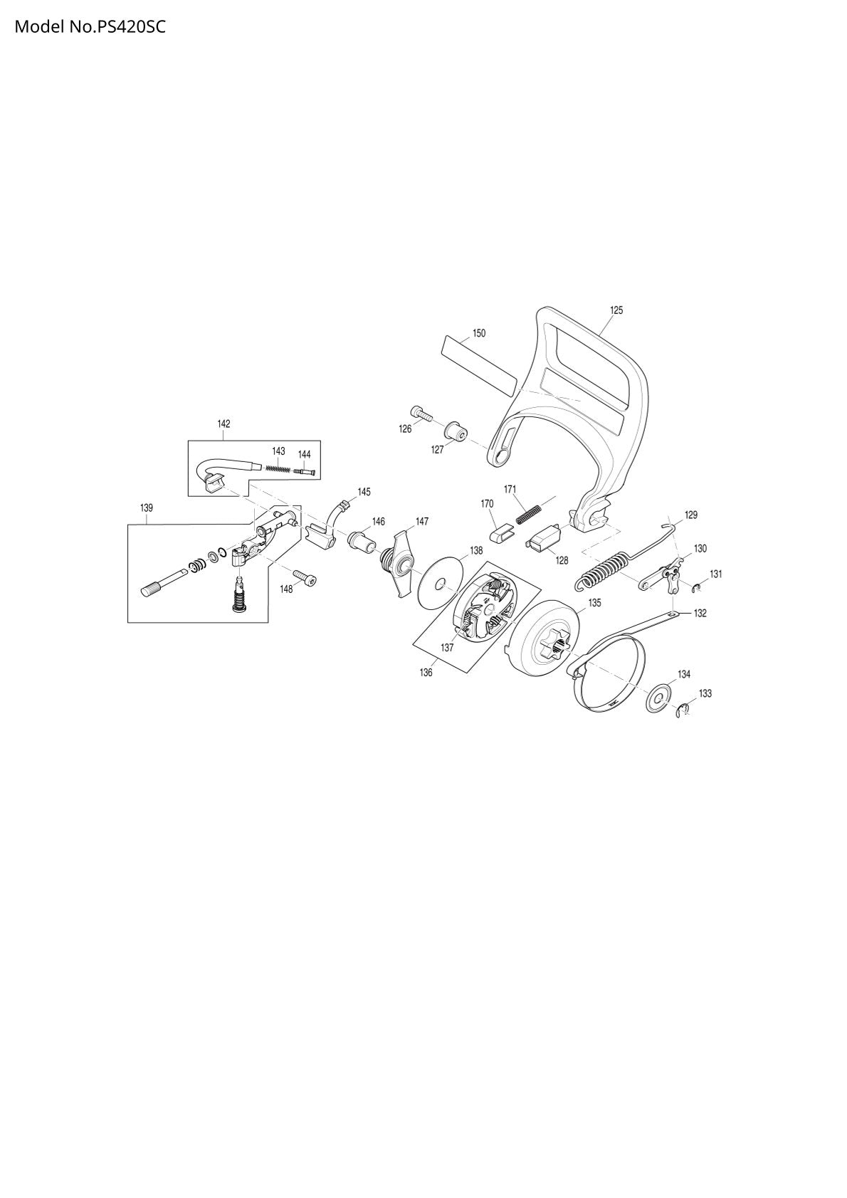 Pièces détachées tronçonneuse thermique Makita PS-420SC