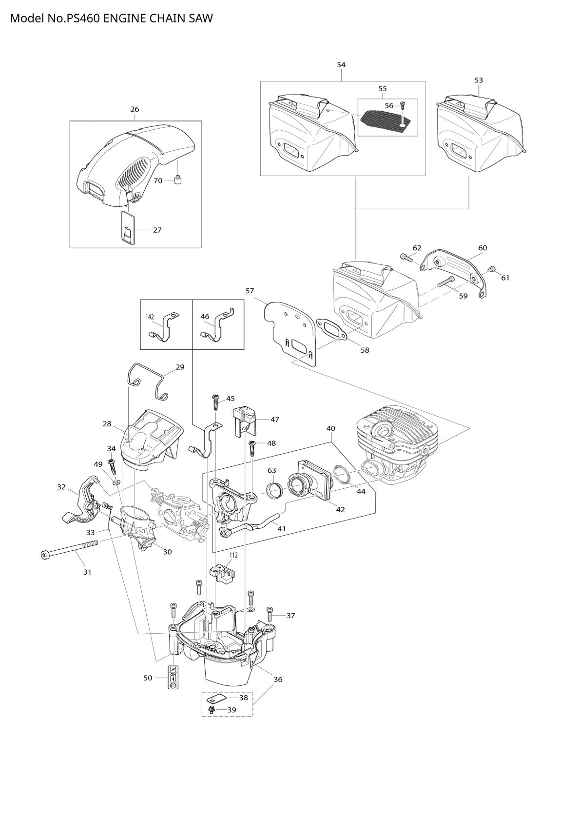 Pièces détachées tronçonneuse thermique Makita PS-460