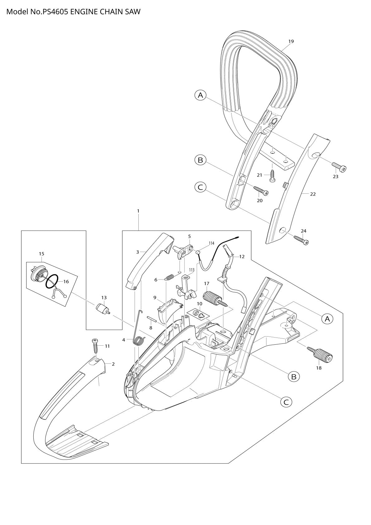 Pièces détachées tronçonneuse thermique Makita PS-4605