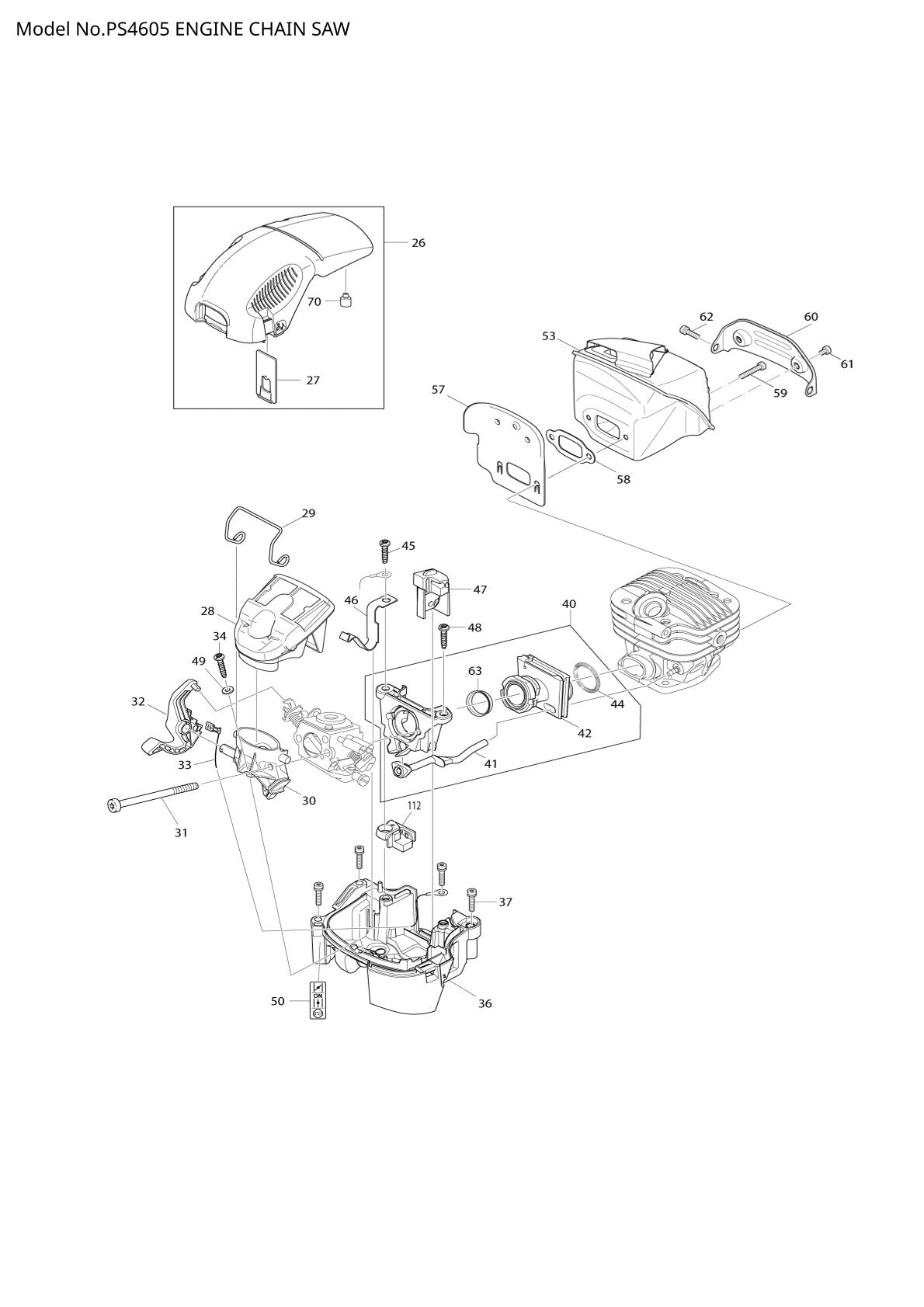 Pièces détachées tronçonneuse thermique Makita PS-4605