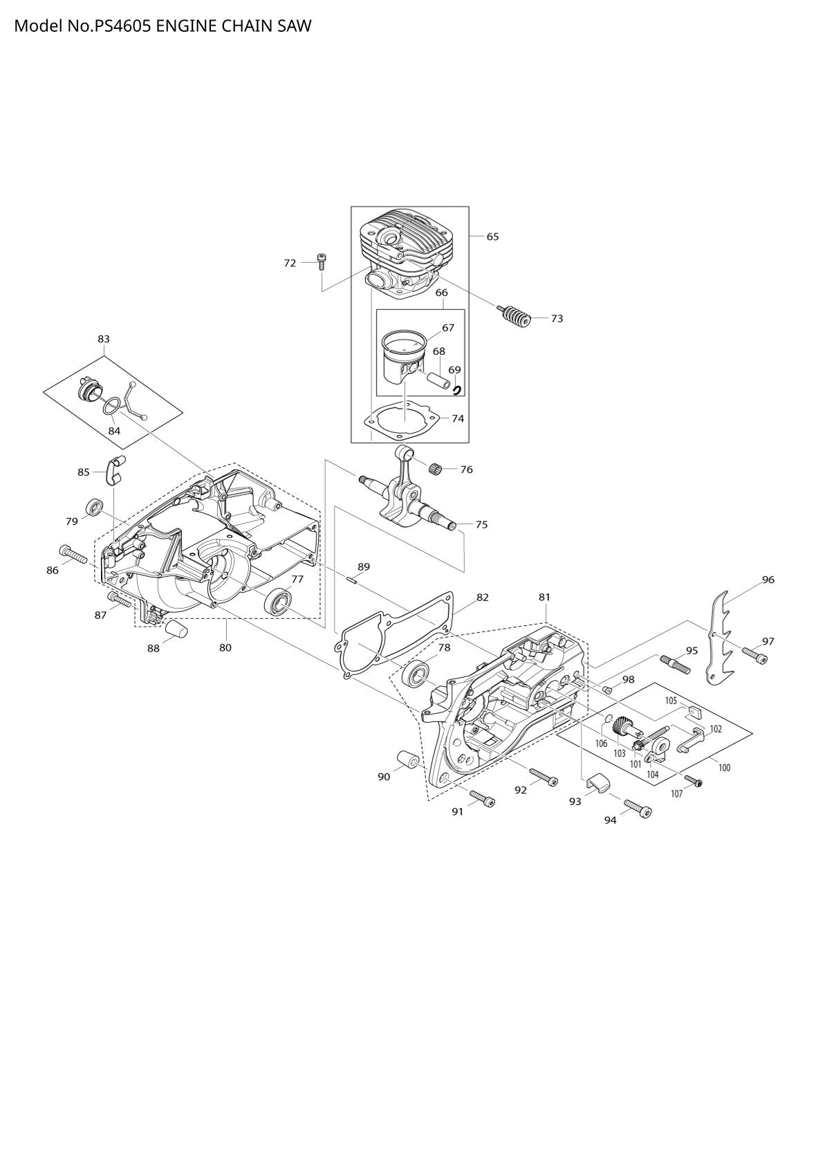 Pièces détachées tronçonneuse thermique Makita PS-4605