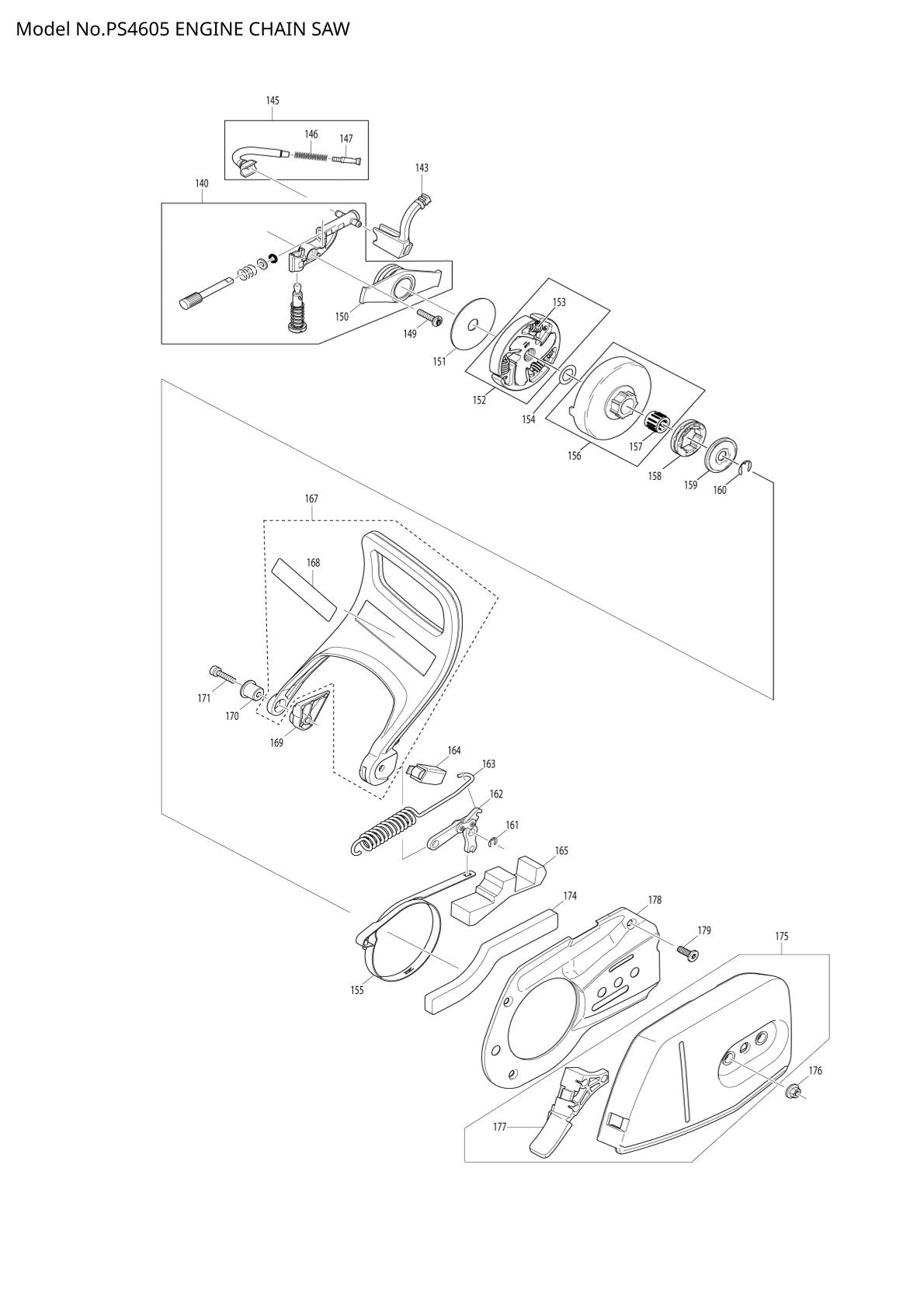 Pièces détachées tronçonneuse thermique Makita PS-4605
