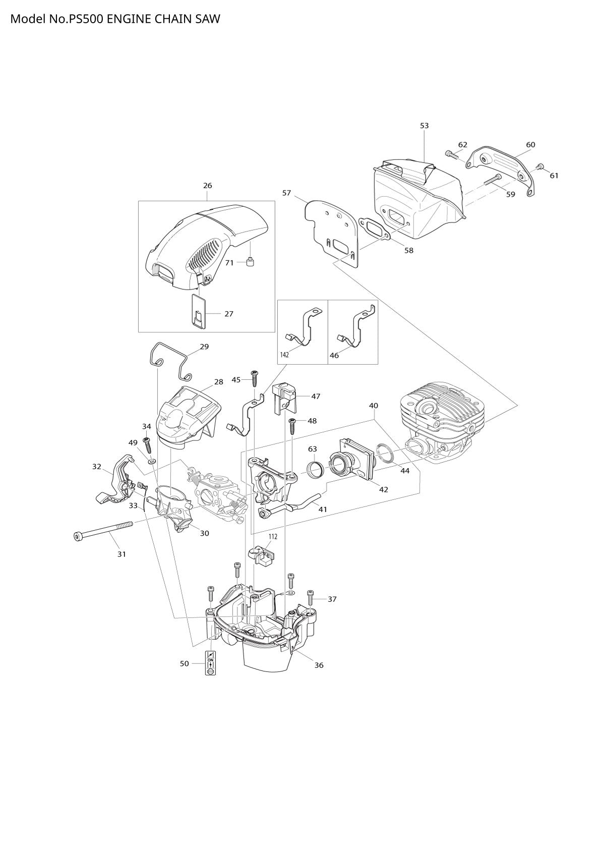 Pièces détachées tronçonneuse thermique Makita PS-500