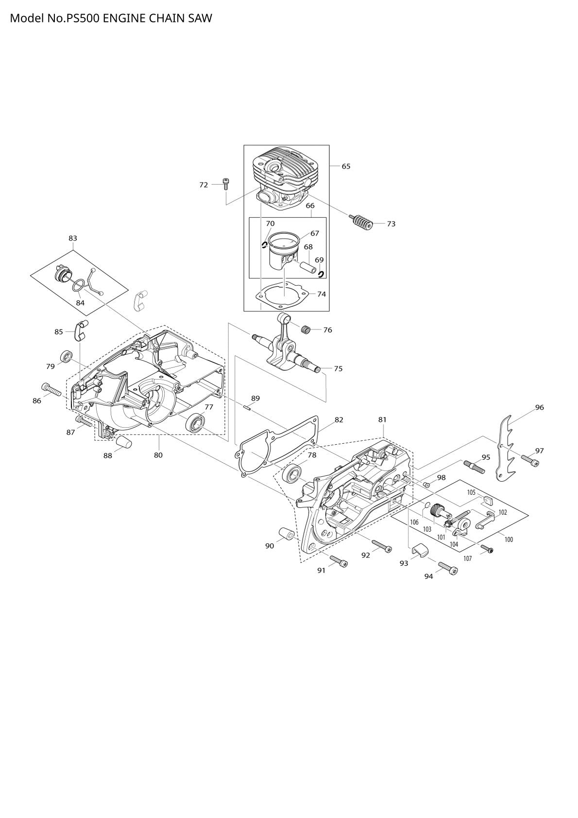 Pièces détachées tronçonneuse thermique Makita PS-500