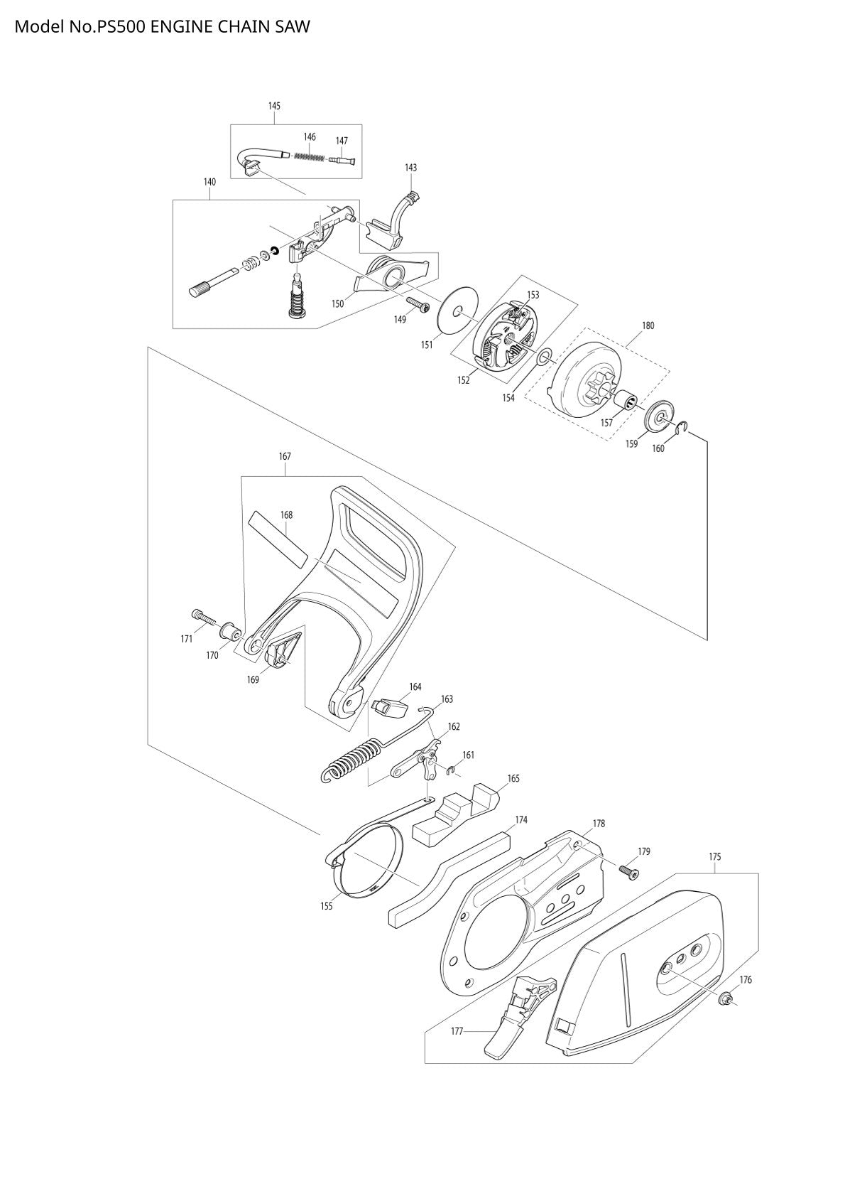 Pièces détachées tronçonneuse thermique Makita PS-500