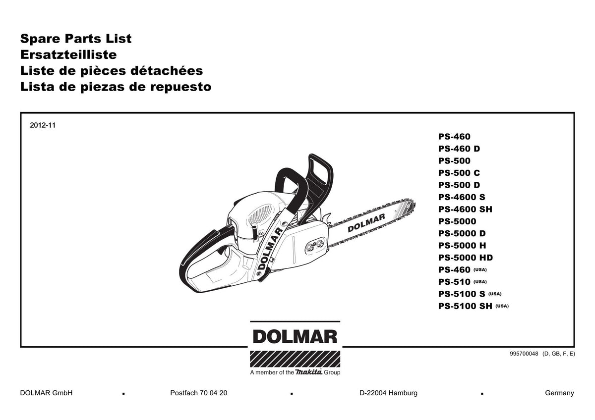Pièces détachées tronçonneuse thermique Makita PS-5000H