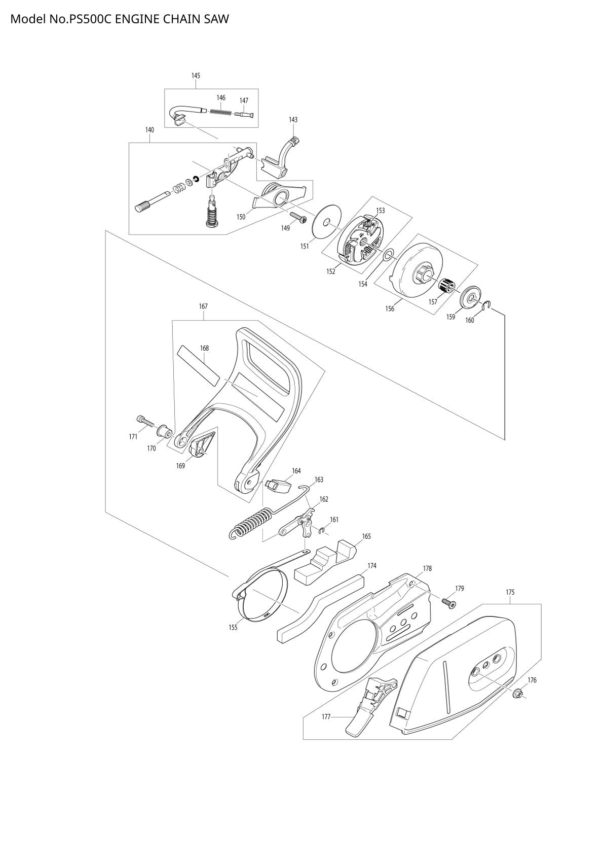 Pièces détachées tronçonneuse thermique Makita PS-500C