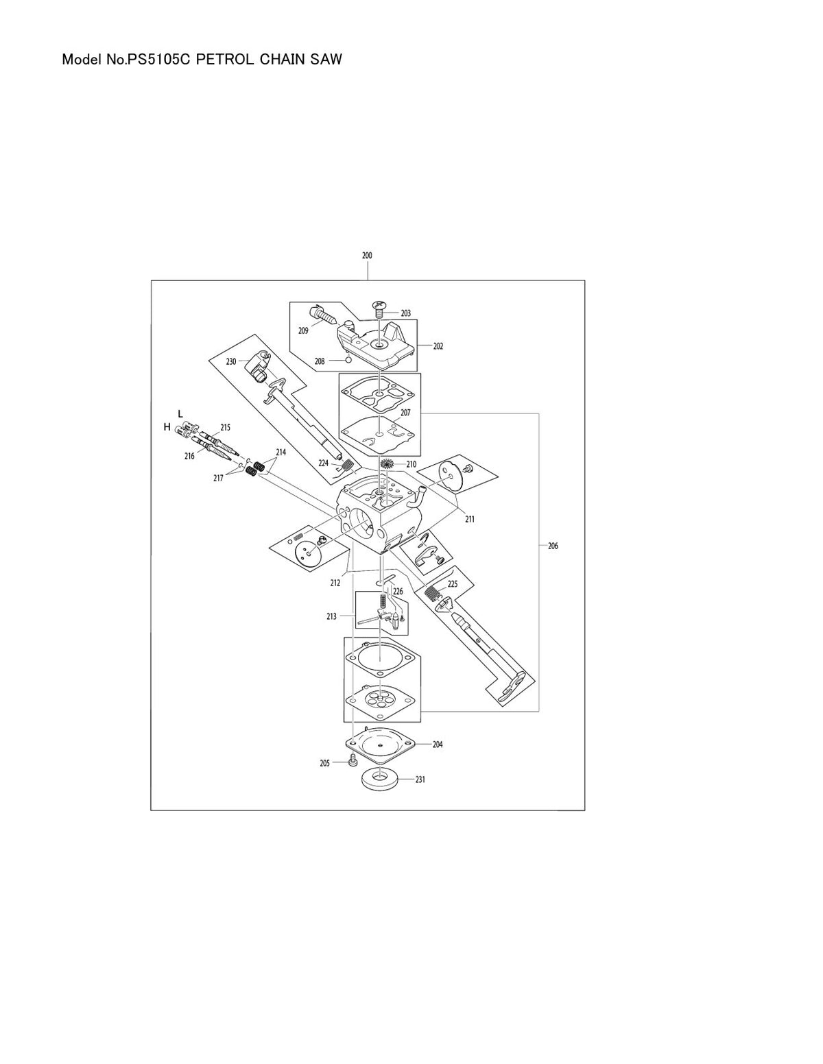 Pièces détachées tronçonneuse thermique Makita PS-5105C