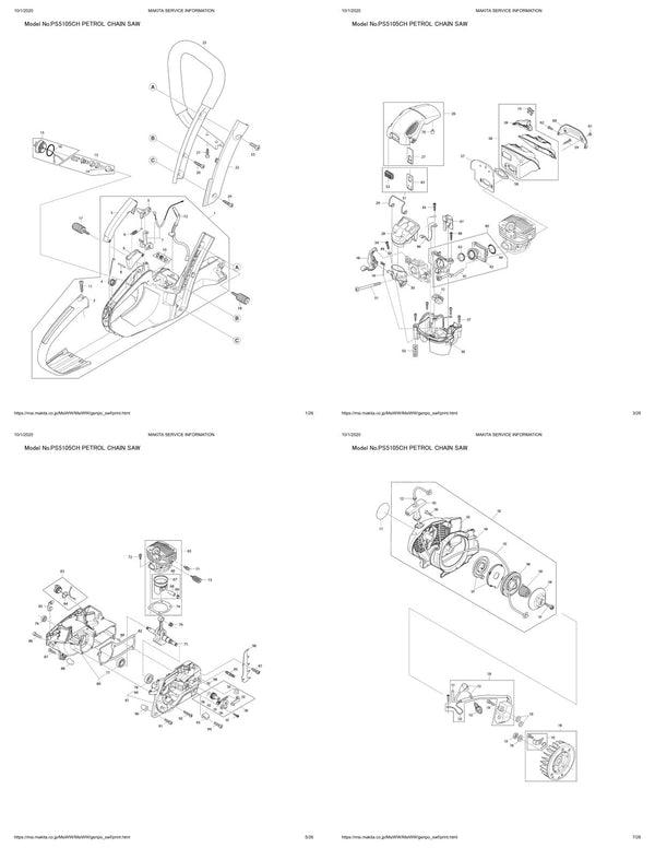 Pièces détachées tronçonneuse thermique Makita PS-5105CH