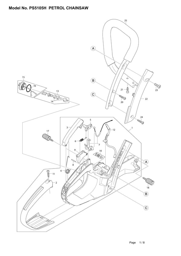 Pièces détachées tronçonneuse thermique Makita PS-5105H
