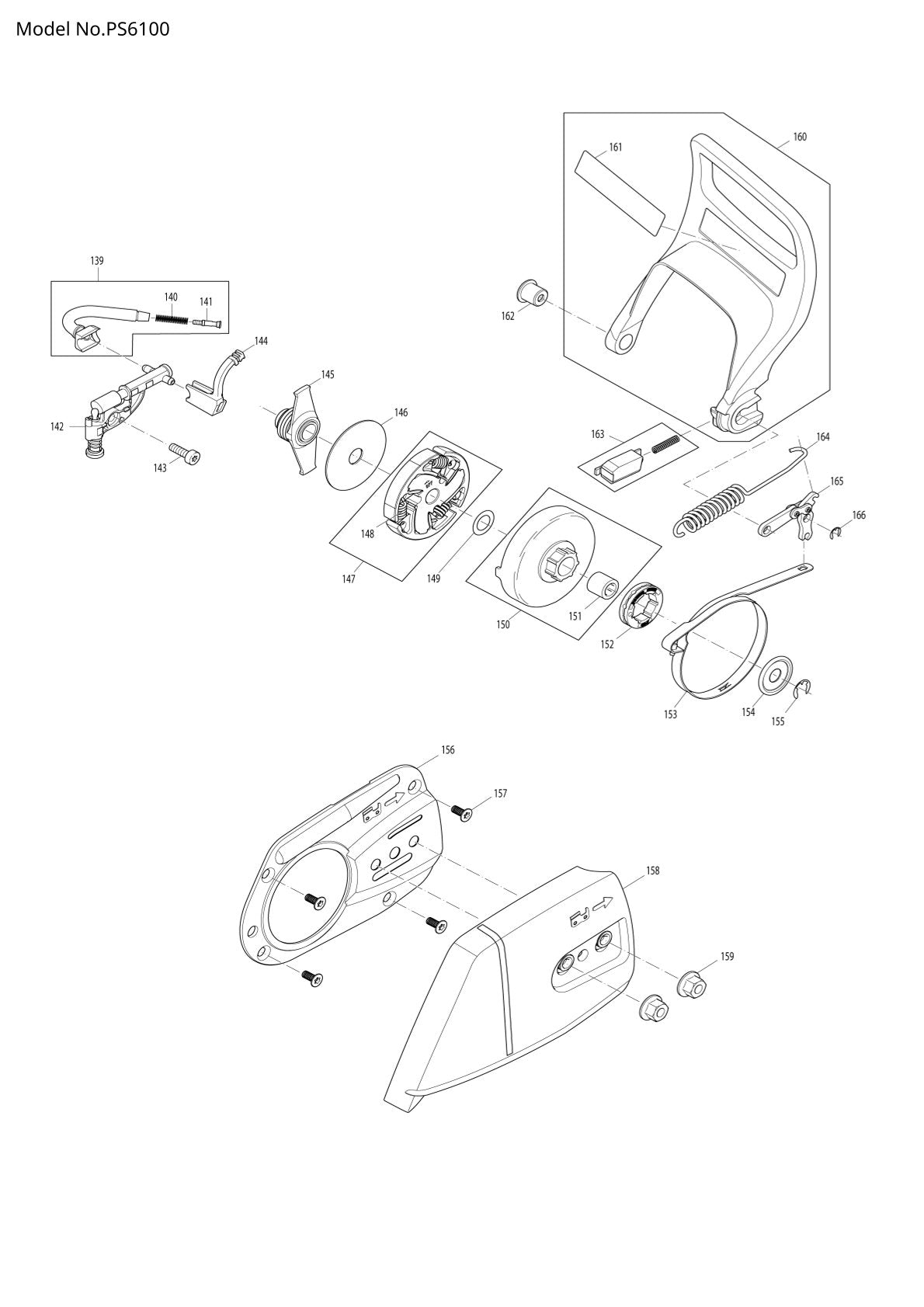 Pièces détachées tronçonneuse thermique Makita PS-6100
