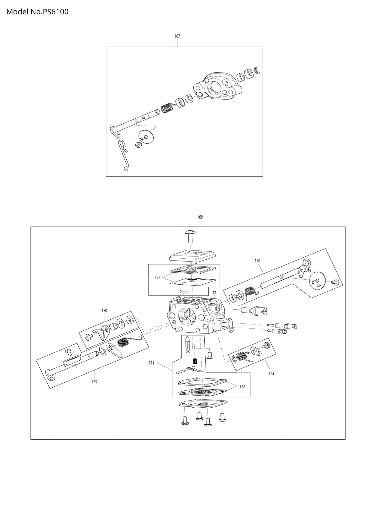 Pièces détachées tronçonneuse thermique Makita PS-6100