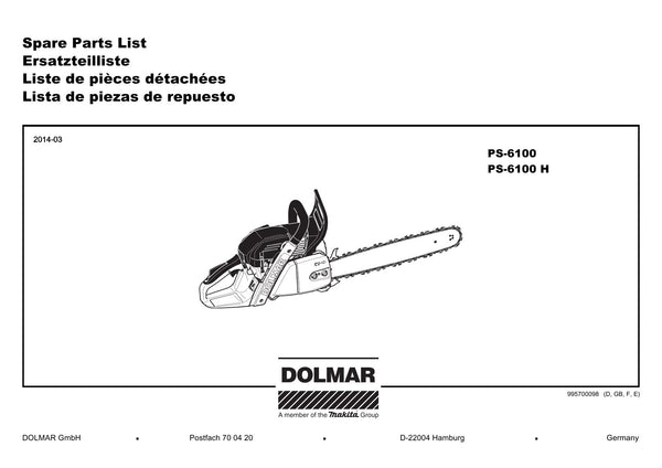 Pièces détachées tronçonneuse thermique Makita PS-6100H
