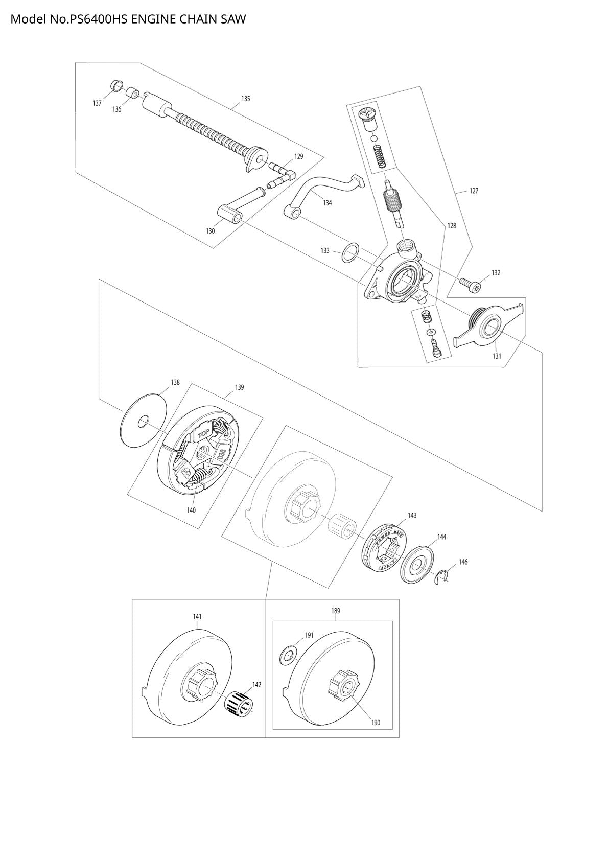 Pièces détachées tronçonneuse thermique Makita PS-6400H