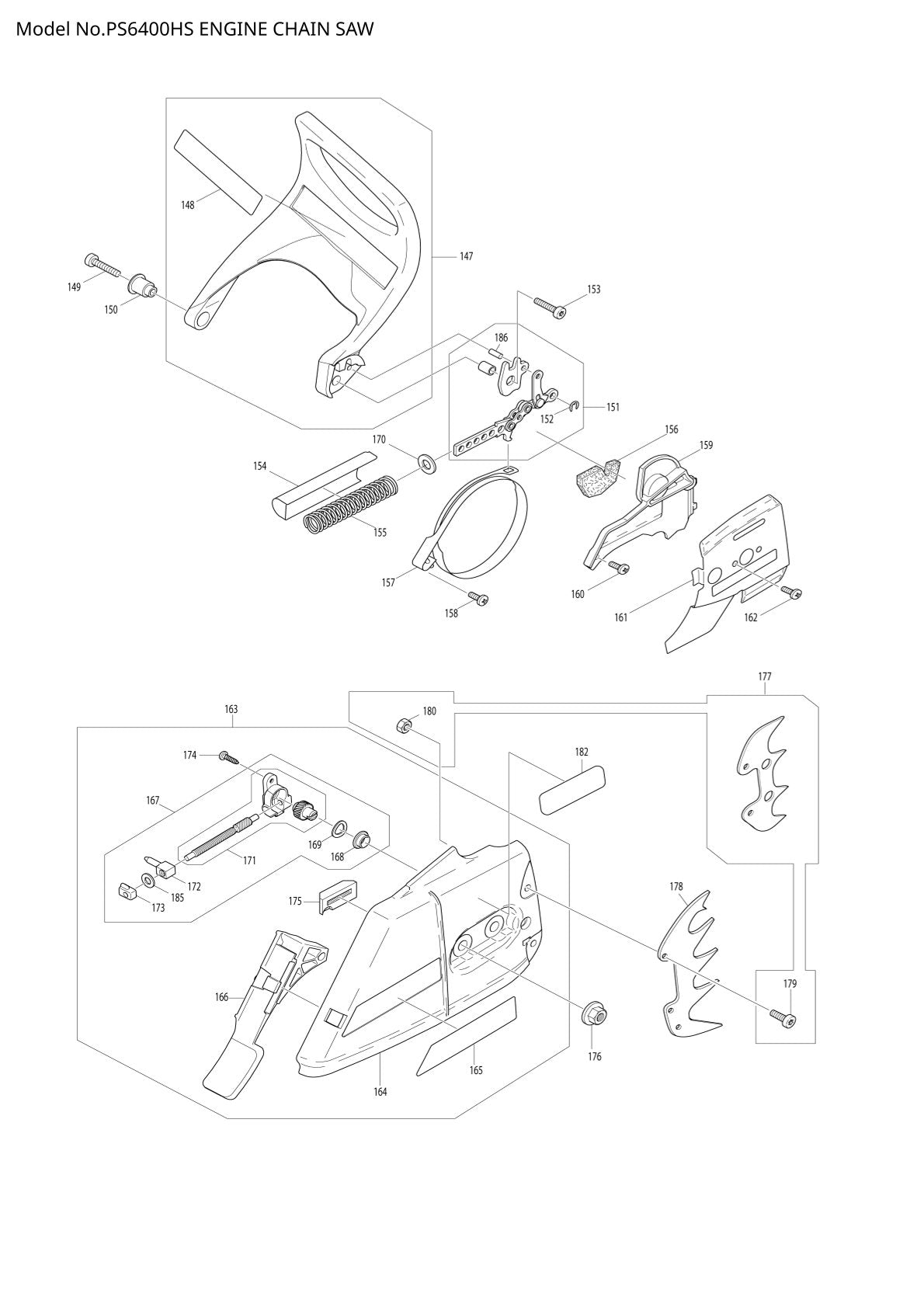 Pièces détachées tronçonneuse thermique Makita PS-6400H