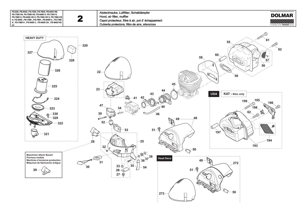 Pièces détachées tronçonneuse thermique Makita PS-7300