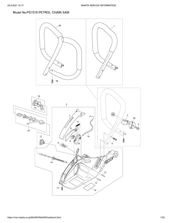 Pièces détachées tronçonneuse thermique Makita PS-7310