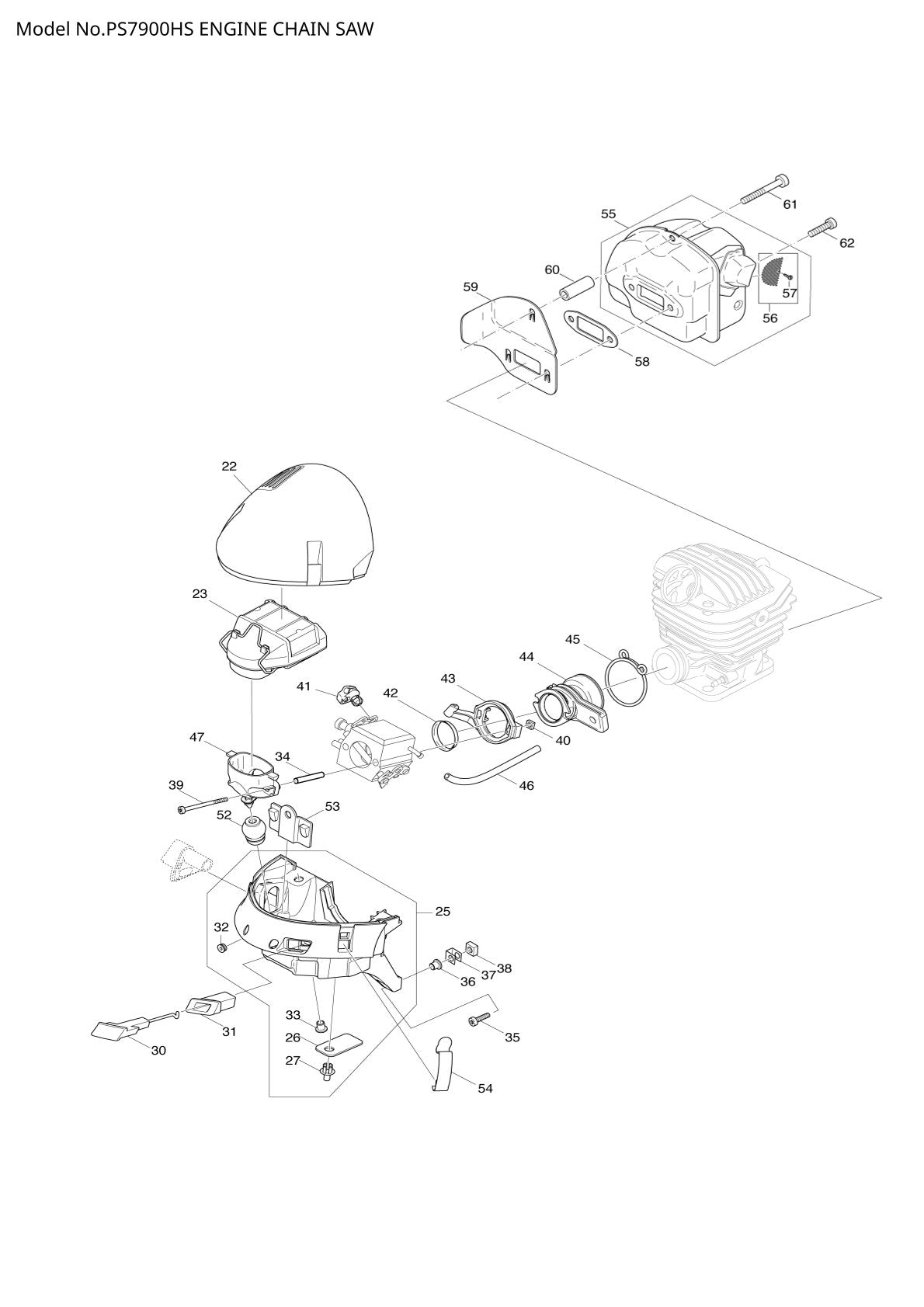 Pièces détachées tronçonneuse thermique Makita PS-7900H