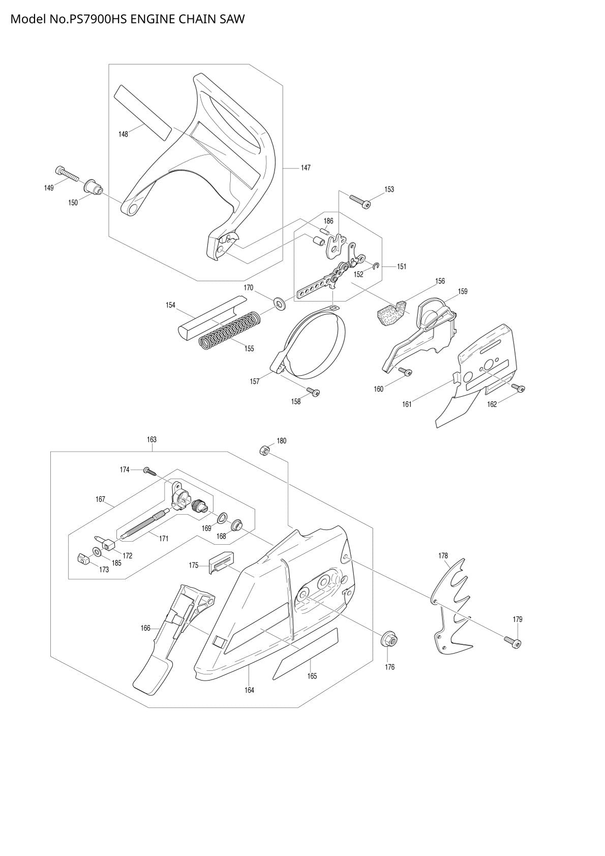Pièces détachées tronçonneuse thermique Makita PS-7900H