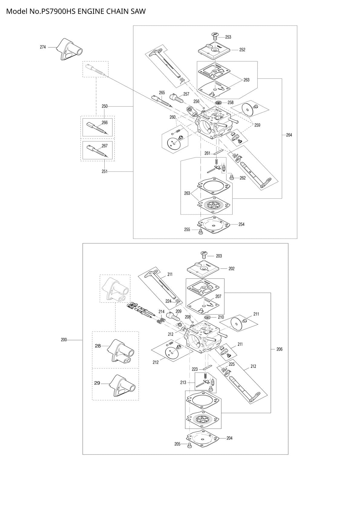 Pièces détachées tronçonneuse thermique Makita PS-7900H