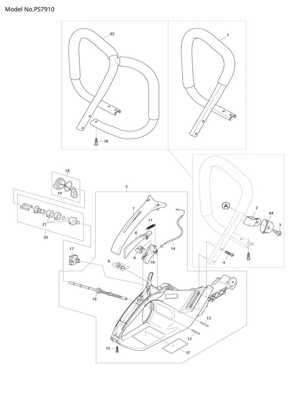 Pièces détachées tronçonneuse thermique Makita PS-7910