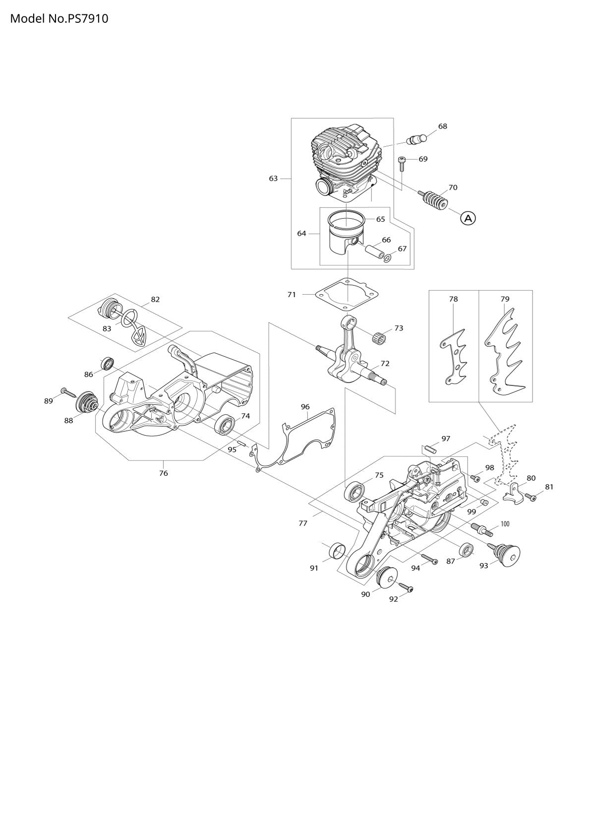 Pièces détachées tronçonneuse thermique Makita PS-7910