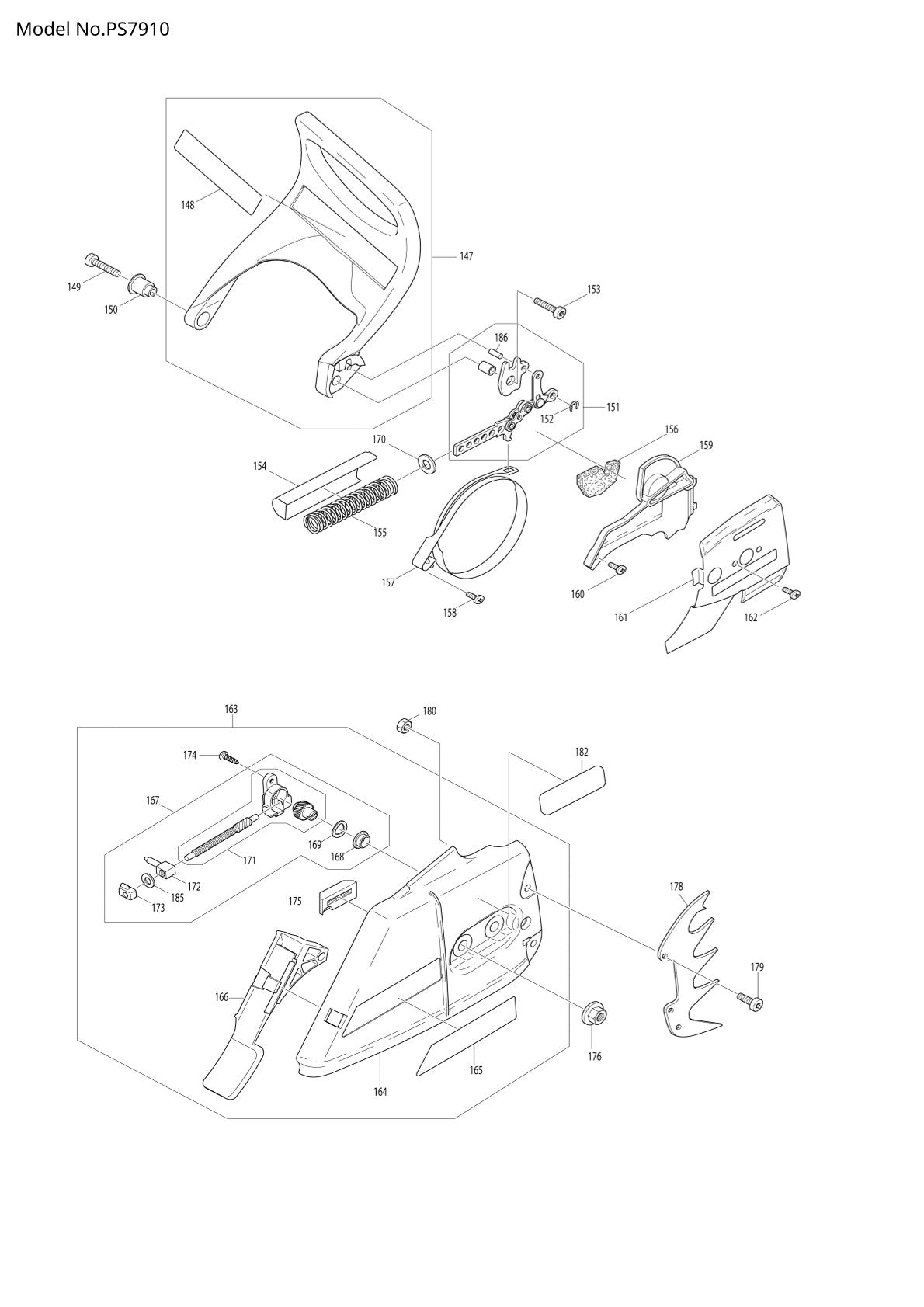 Pièces détachées tronçonneuse thermique Makita PS-7910