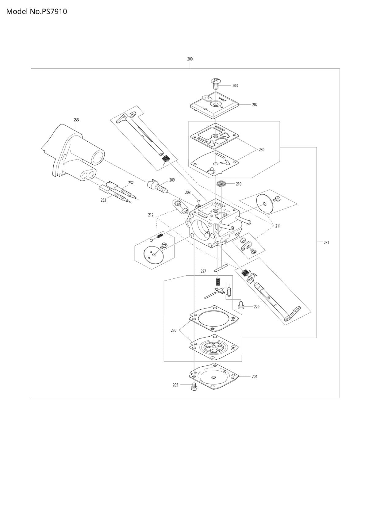 Pièces détachées tronçonneuse thermique Makita PS-7910