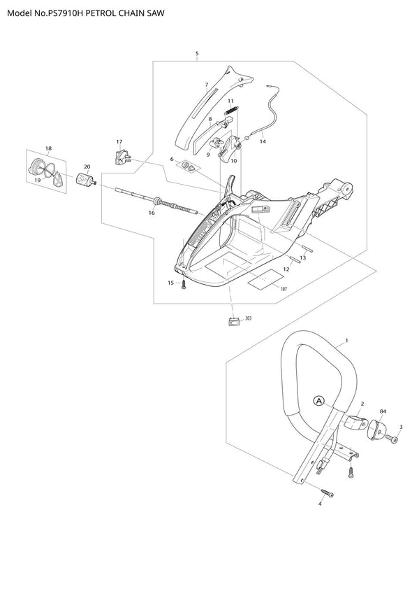 Pièces détachées tronçonneuse thermique Makita PS-7910H