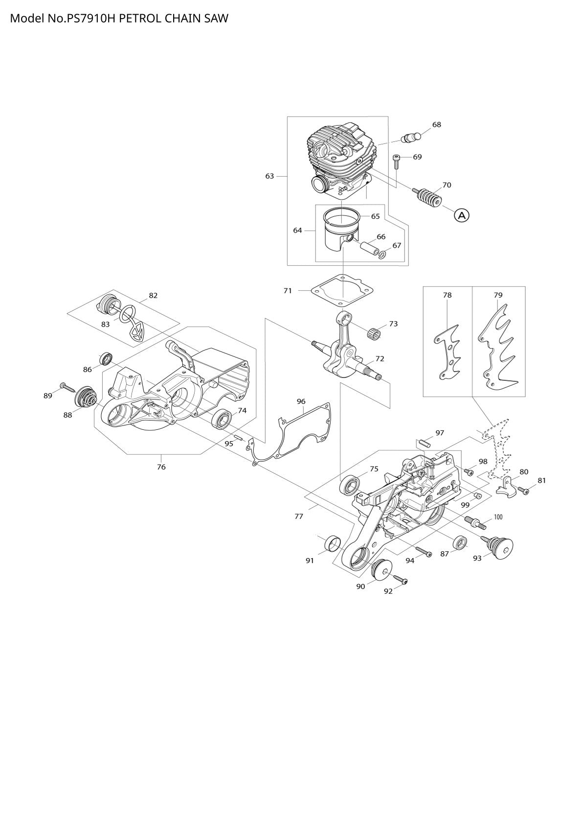 Pièces détachées tronçonneuse thermique Makita PS-7910H