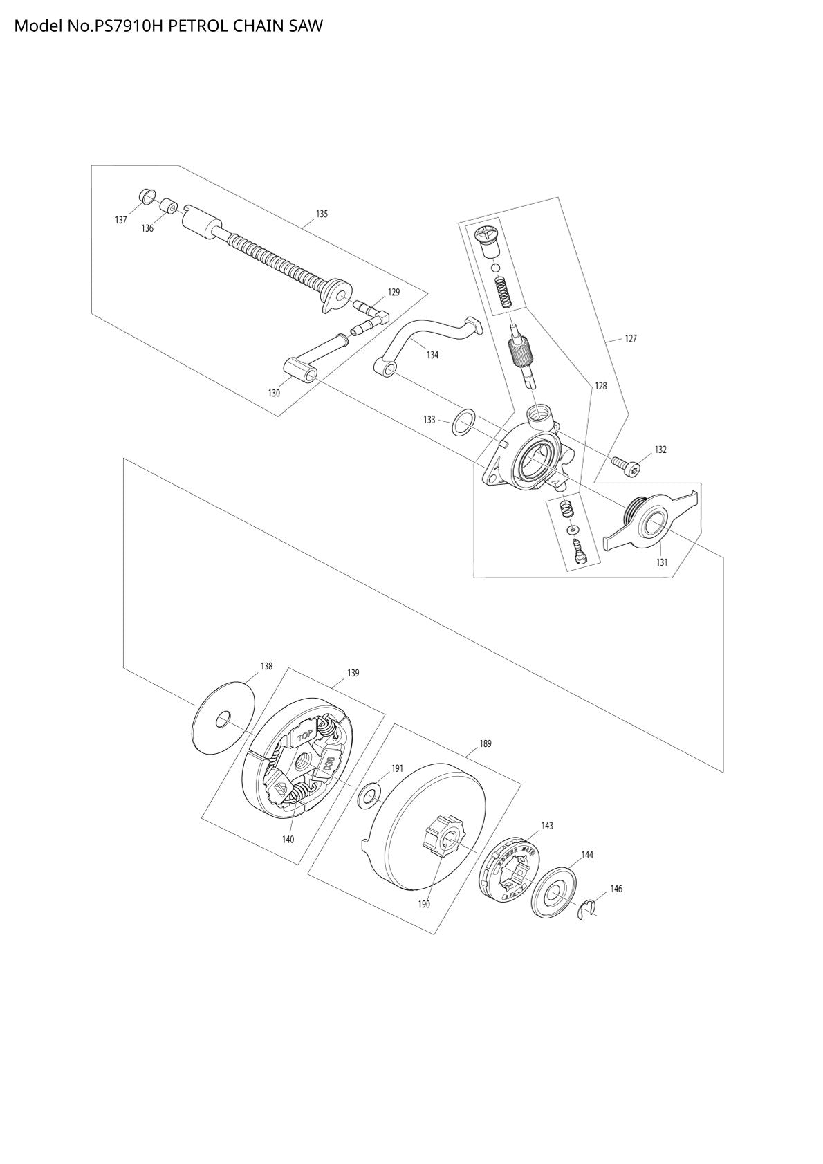 Pièces détachées tronçonneuse thermique Makita PS-7910H