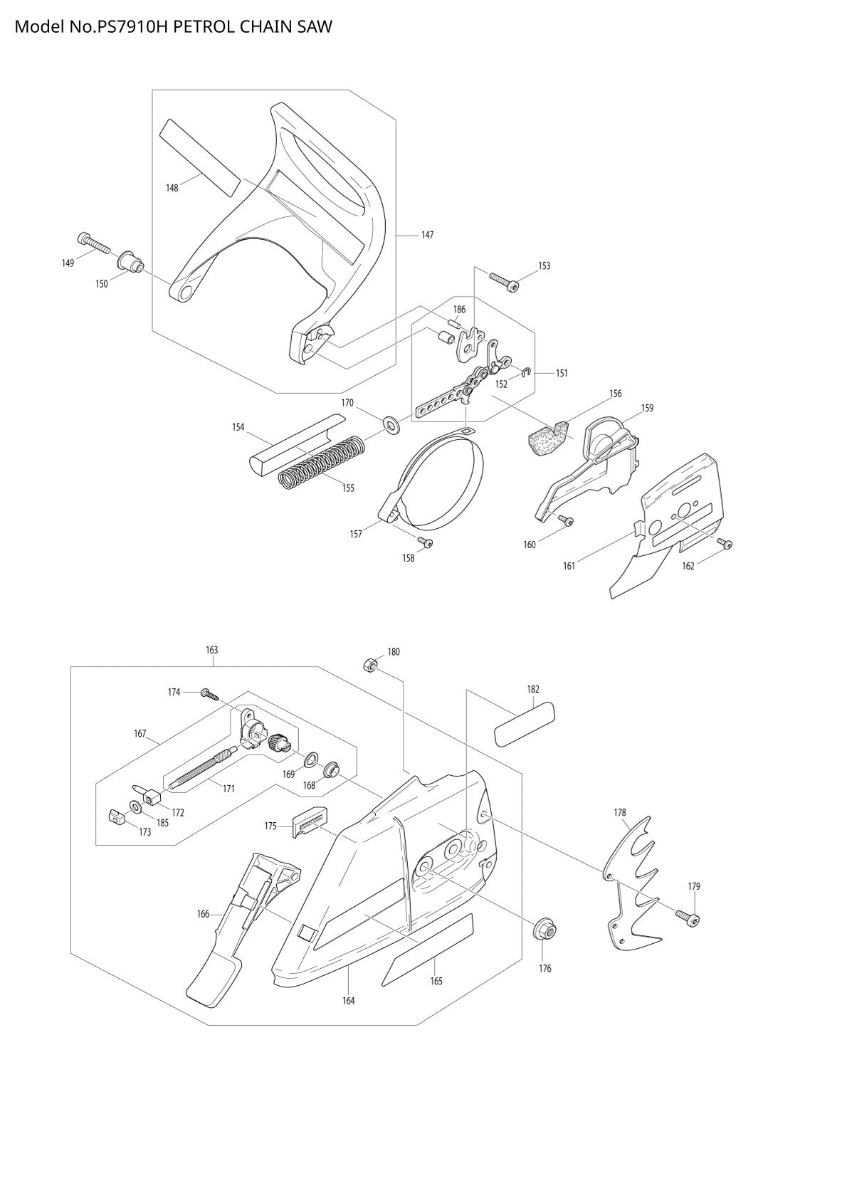 Pièces détachées tronçonneuse thermique Makita PS-7910H