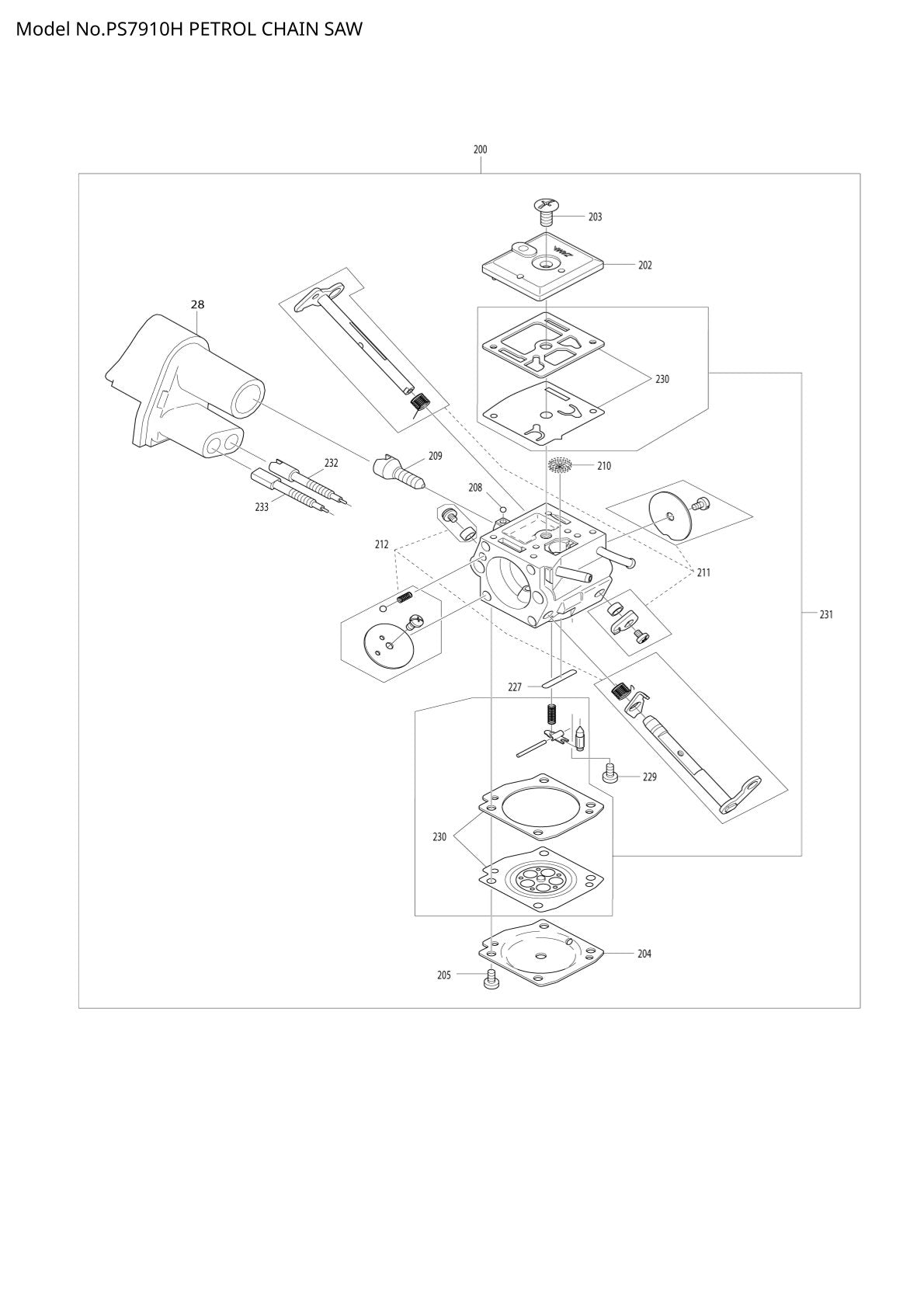 Pièces détachées tronçonneuse thermique Makita PS-7910H